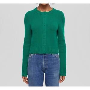 NEW RE/DONE baby crew cardigan in grass green